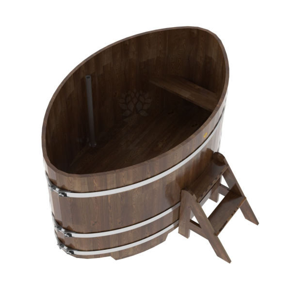 Купель овальная Bentwood из сращенных ламелей мореной лиственницы 1,15 х 1,83 х 1,0 м. Фото № 2