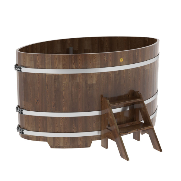 Купель овальная Bentwood из сращенных ламелей мореной лиственницы 1,15 х 1,83 х 1,0 м. Фото № 1