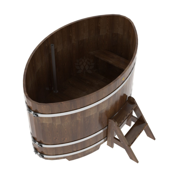 Купель овальная Bentwood из сращенных ламелей мореной лиственницы 1,15 х 1,83 х 1,1 м. Фото № 2