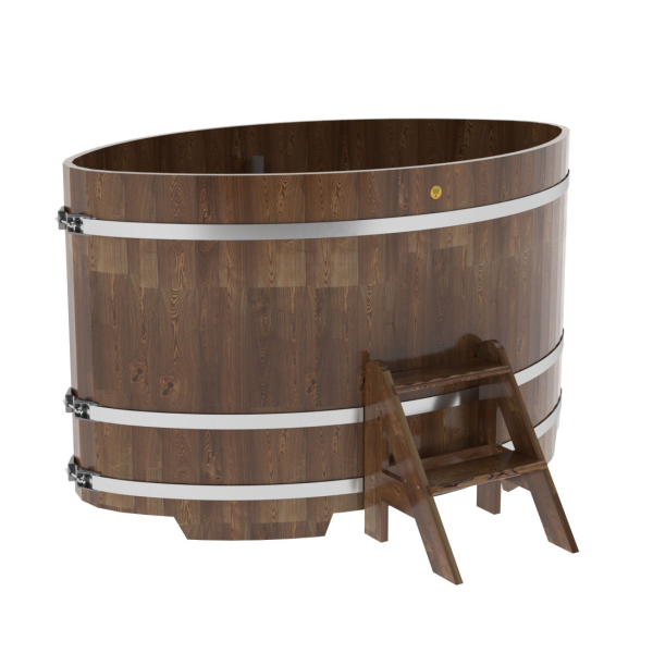 Купель овальная Bentwood из сращенных ламелей мореной лиственницы 1,15 х 1,83 х 1,1 м. Фото № 1