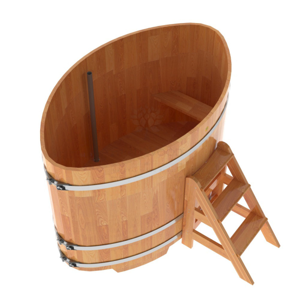 Купель овальная Bentwood из сращенных ламелей натуральной лиственницы 1,15 х 1,83 х 1,2 м. Фото № 4
