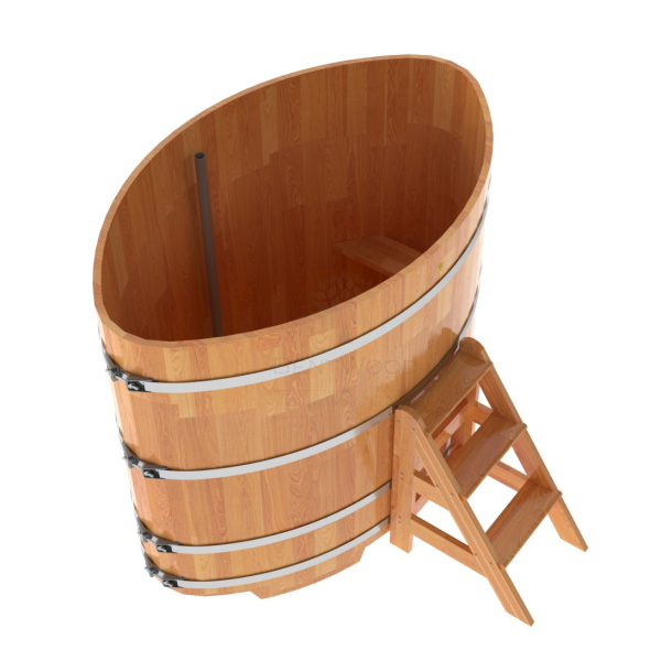 Купель овальная Bentwood из сращенных ламелей натуральной лиственницы 1,15 х 1,83 х 1,4 м. Фото № 4
