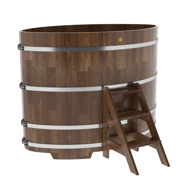 Купель овальная Bentwood из сращенных ламелей мореной лиственницы 1,15 х 1,83 х 1,4 м. Фото № 1