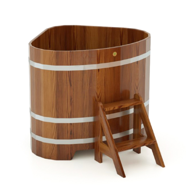 Купель угловая Bentwood из лиственницы 1,10х1,10 h=1,0 (лиственница морёная), Премиум. Фото № 1