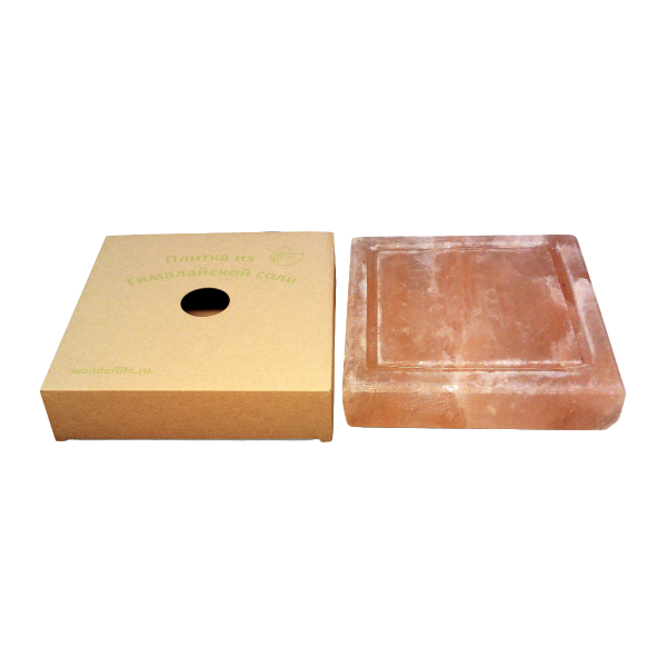 Плитка для жарки и сервировки с бордюром WL-B4-20F-1-Box из Гималайской соли, 4х20x20см в коробке. Фото № 1