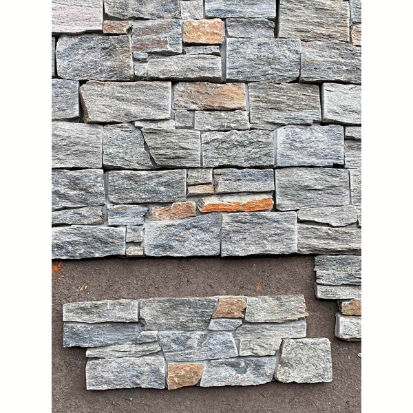 Панель из камня Кварцит серо-зеленый (Грубый камень) 550x200x20-40 мм (4 шт.). Фото № 3