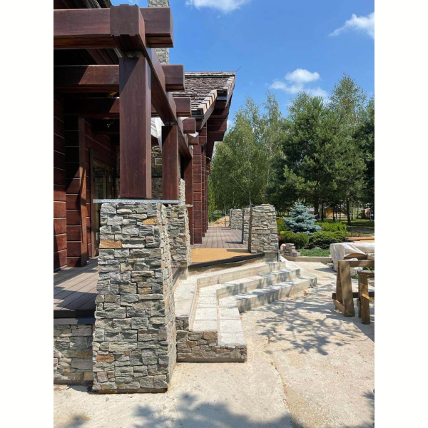Панель из камня Кварцит серо-зеленый (Грубый камень) 550x200x20-40 мм (4 шт.). Фото № 7