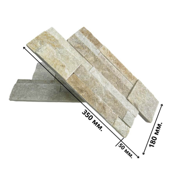 Панель из камня Кварцит бежевый (Модерн) 350х180х10-20 мм (6 шт.). Фото № 2