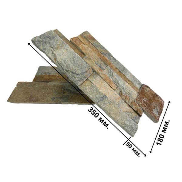 Панель из камня Кварцит мультиколор (Модерн) 350х180х10-20 мм (6 шт.). Фото № 2