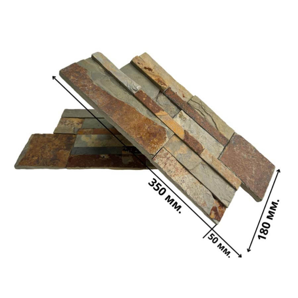 Панель из камня Сланец мультиколор (Модерн) 350х180х10-20 мм (7 шт.). Фото № 2