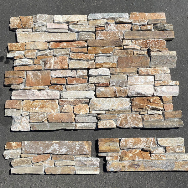 Панель из камня Кварцит бежевый (Грубый камень) 550x200x20-40 мм (4 шт.). Фото № 3