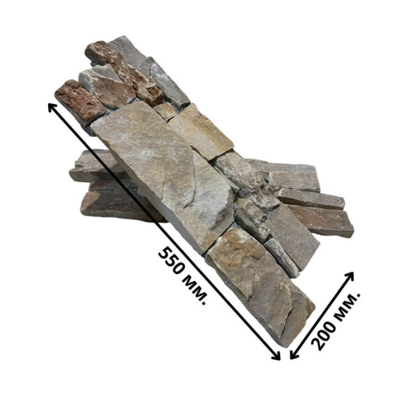 Панель из камня Кварцит бежевый (Грубый камень) 550x200x20-40 мм (4 шт.). Фото № 2