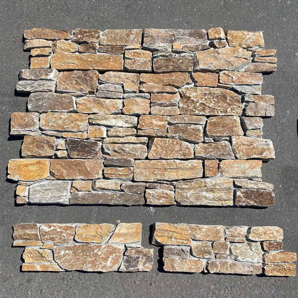 Панель из камня Кварцит мультиколор (Грубый камень) 550x200x20-40 мм (4 шт.). Фото № 3