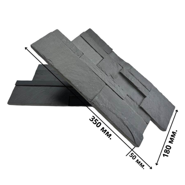 Панель из камня Сланец чёрный (Модерн) 350х180х10-20 мм (7 шт.). Фото № 2