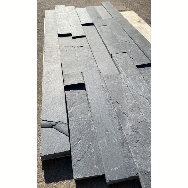Плитка из камня Сланец чёрный (Натуральный скол / Нарезка) 70x300x10-20 мм (20 шт.). Фото № 3