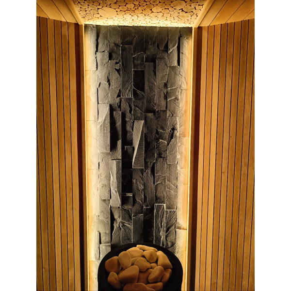 Плитка из камня Сланец чёрный (Натуральный скол / Нарезка) 70x400x10-20 мм (20 шт.). Фото № 5