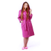 Халат вафельный женский с капюшоном, цвет Фуксия. Превью № 1