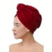 Чалма махровая-велюровая на пуговице женская, бордовый. Превью № 1