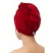 Чалма махровая-велюровая на пуговице женская, бордовый. Превью № 2