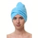 Чалма махровая-велюровая на пуговице женская, голубой. Превью № 1