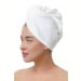 Чалма махровая-велюровая на пуговице женская, белый. Превью № 2