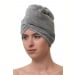 Чалма махровая-велюровая на пуговице женская, серый. Превью № 1