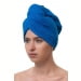 Чалма махровая-велюровая на пуговице женская, синий. Превью № 1