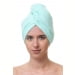 Чалма махровая-велюровая на пуговице женская, светло бирюзовый. Превью № 1