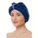 Чалма махровая-велюровая на резинке женская, синий. Превью № 1