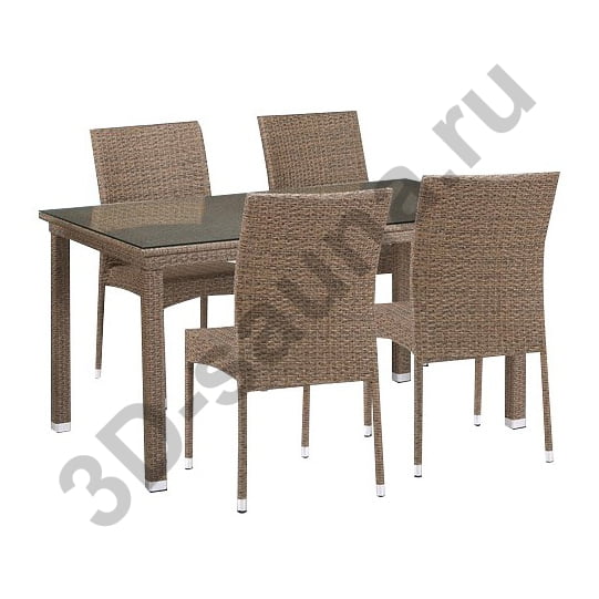 Obedennyj Komplekt Pletenoj Mebeli Iz Iskusstvennogo Rotanga T256b Y380b W56 Light Brown 4pcs