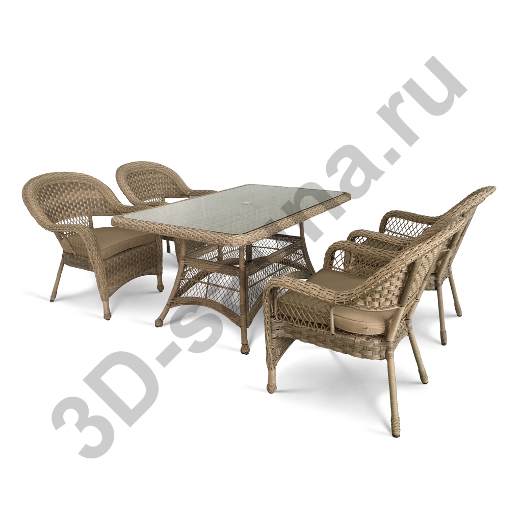 Комплект плетеной мебели Афина-мебель t130br/lv520bb-Brown_Beige