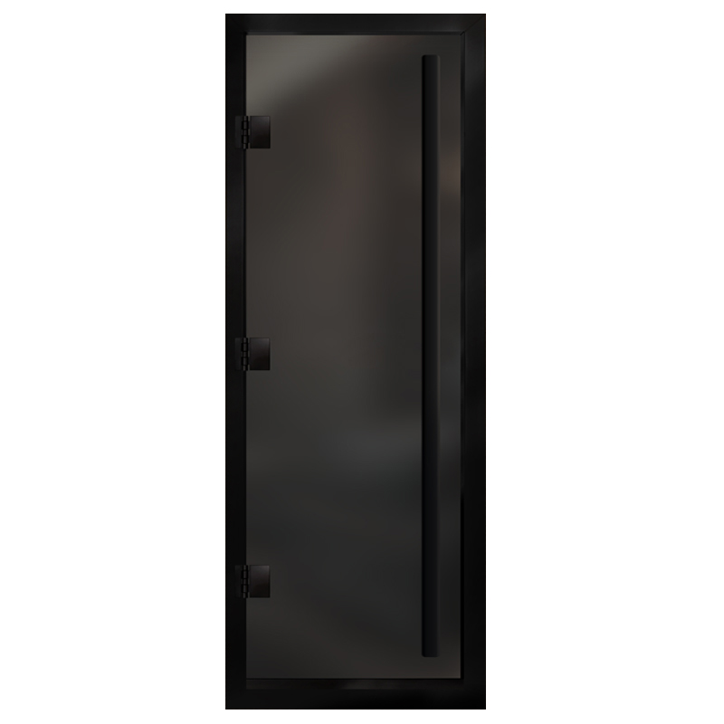 Дверь для хамам Арта Премьер, Серая матовая с черным профилем, 210х90
