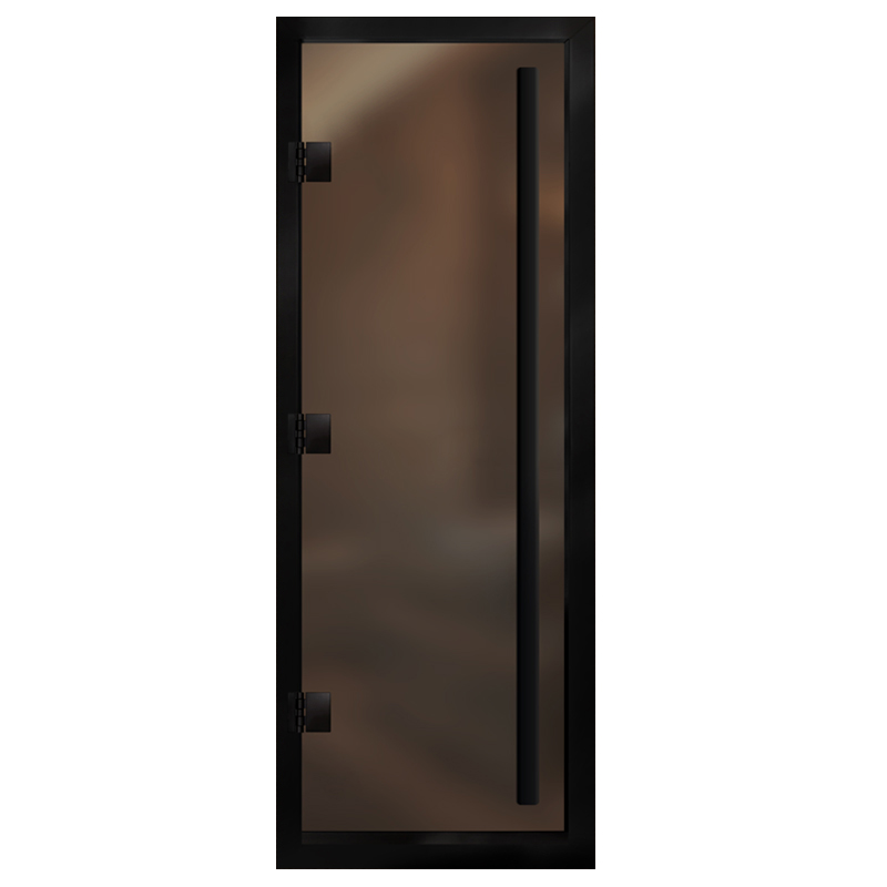 Дверь для хамам Арта Премьер, Бронза матовая с черным профилем, 210х100