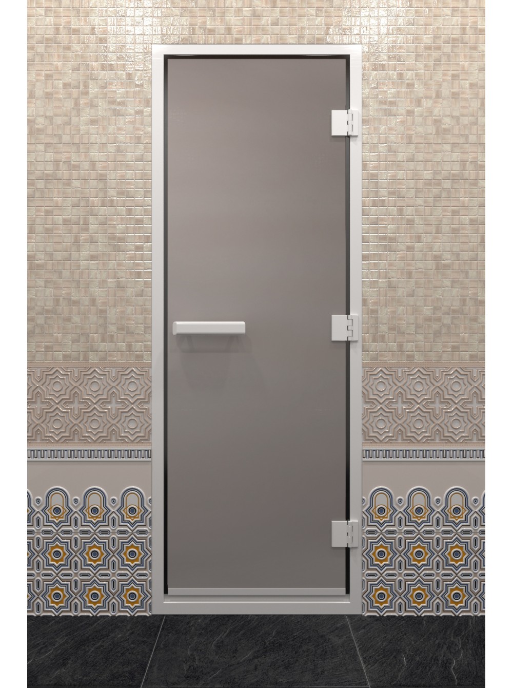 Стеклянная дверь DoorWood Хамам Сатин 190х80 (по коробке)