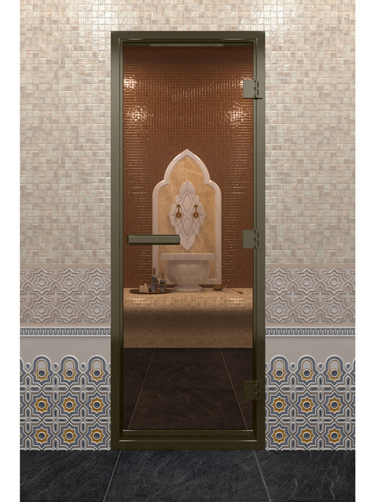 Дверь DoorWood Хамам в Бронзовом профиле, стекло бронза, 210х70 (по коробке)