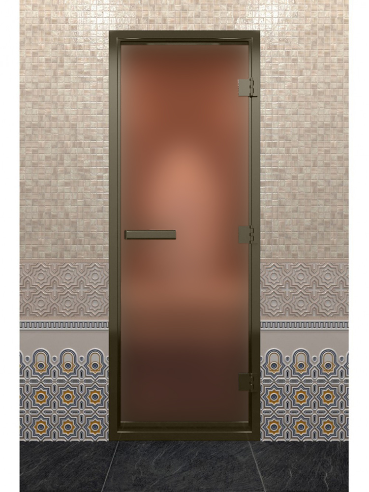 Дверь DoorWood Хамам в Бронзовом профиле, стекло бронза матовая, 200х70 (по коробке)