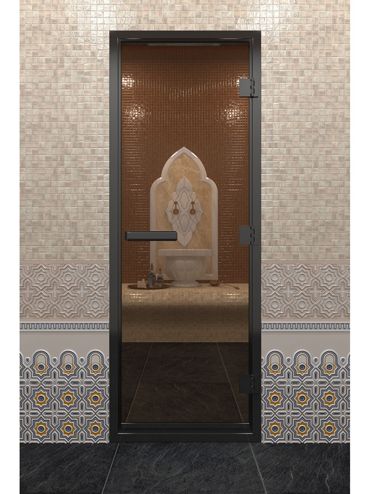 Дверь DoorWood Хамам в Черном профиле, стекло бронза, 180х70 (по коробке)