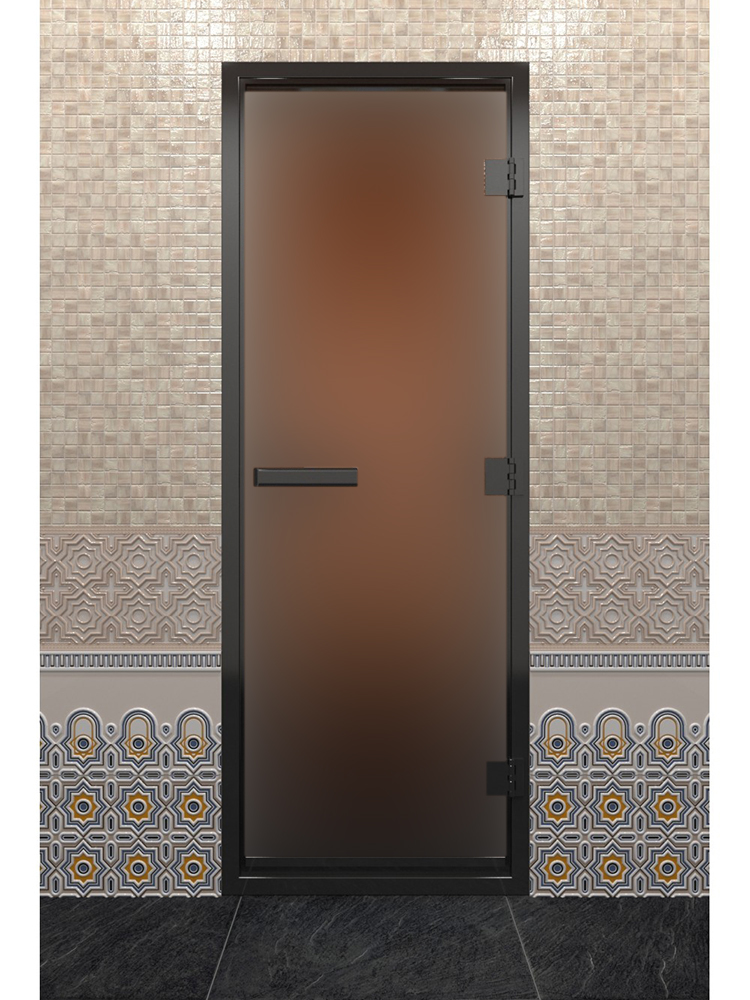 Дверь DoorWood Хамам в Черном профиле, стекло бронза матовая, 200х90 (по коробке)