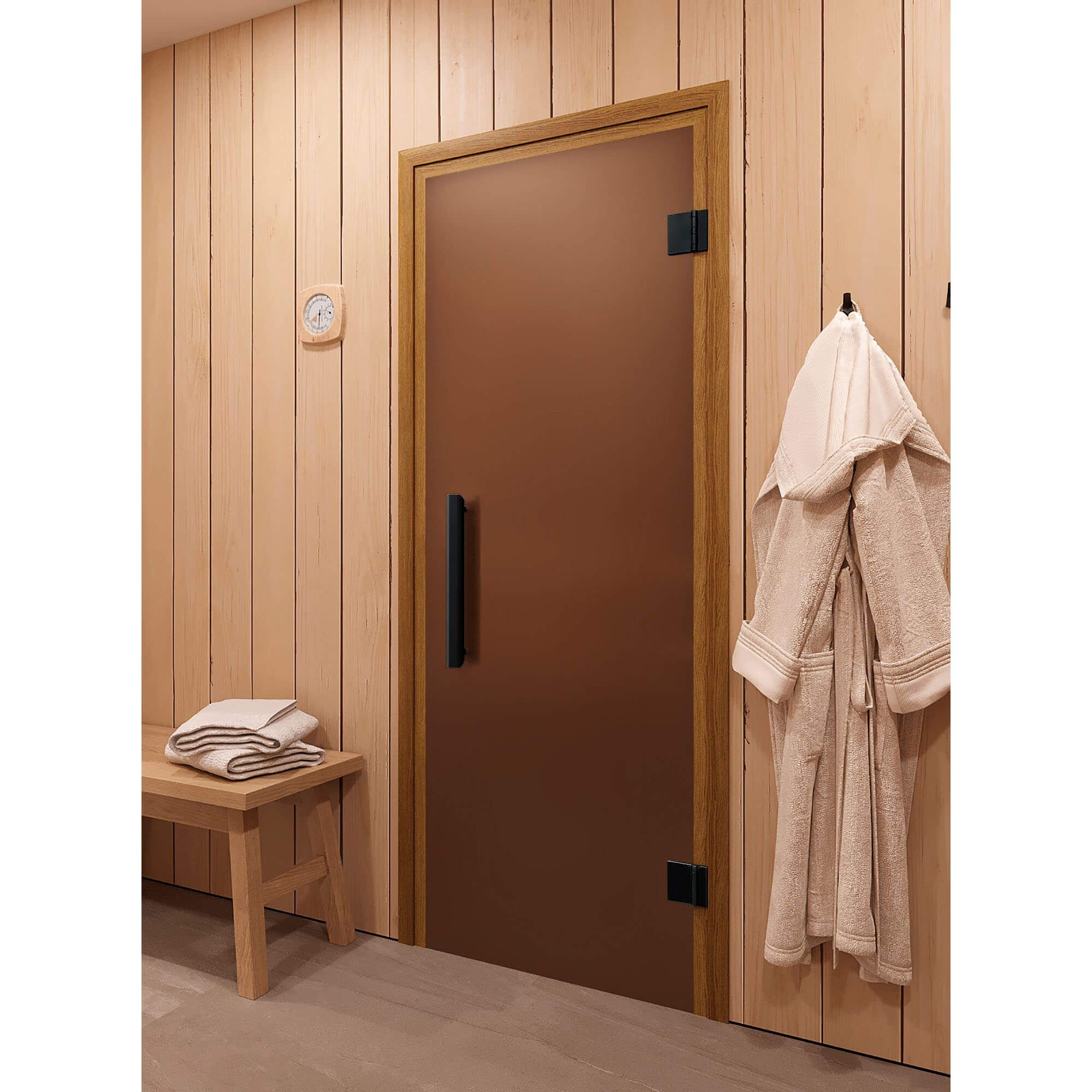 Дверь для сауны и бани DoorWood Фаворит BLACK Бронза Матовая 1800х700 (по коробке)