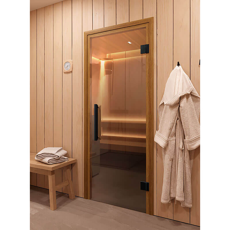 Дверь для сауны и бани DoorWood Фаворит BLACK Прозрачная 1900х700 (по коробке)