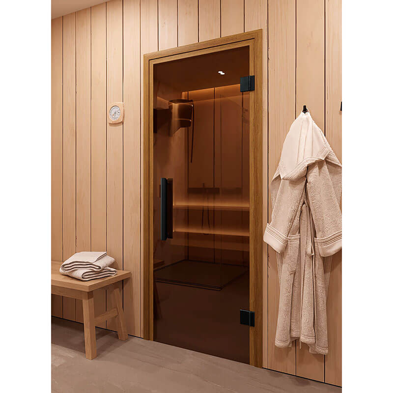 Дверь для сауны и бани DoorWood Фаворит BLACK Бронза 1800х700 (по коробке)