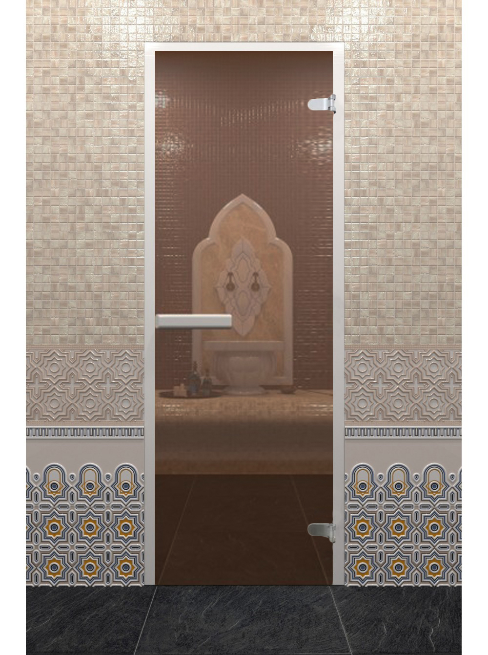 Стеклянная дверь для турецкой бани DoorWood Хамам Лайт Бронза 2000х800 (по коробке)