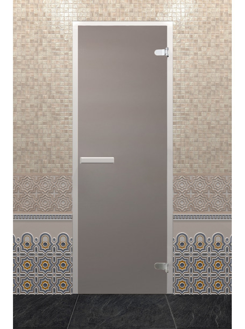Стеклянная дверь для турецкой бани DoorWood Хамам Лайт Сатин 1900х700 (по коробке)