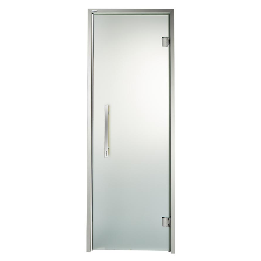 Дверь стеклянная для сауны Grandis GS 9x21 Сатин, серебристый профиль