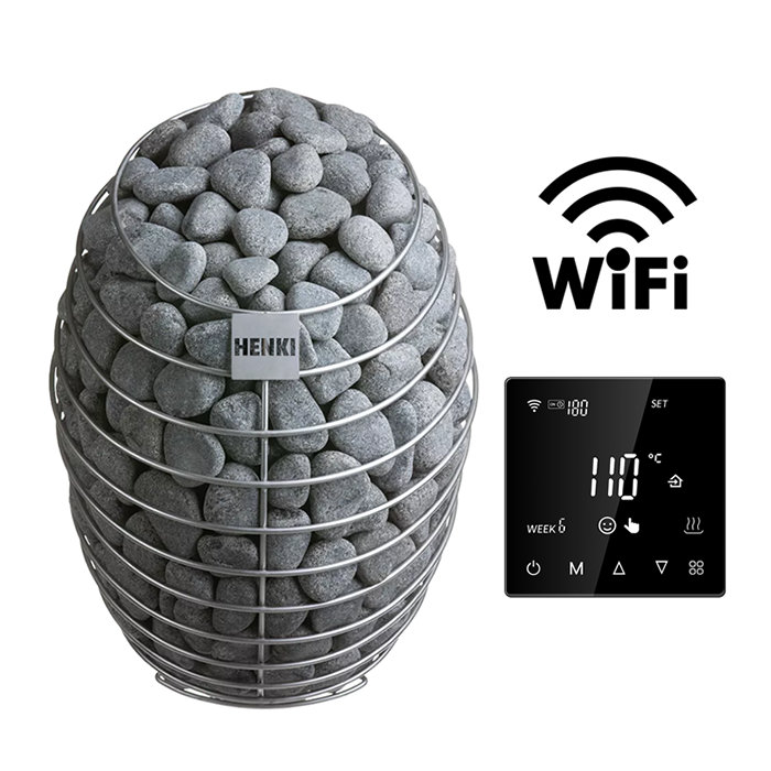 Электрическая печь для бани и сауны Henki Nest, нержавейка (пульт управления Wi-Fi в комплекте) 8 кВт