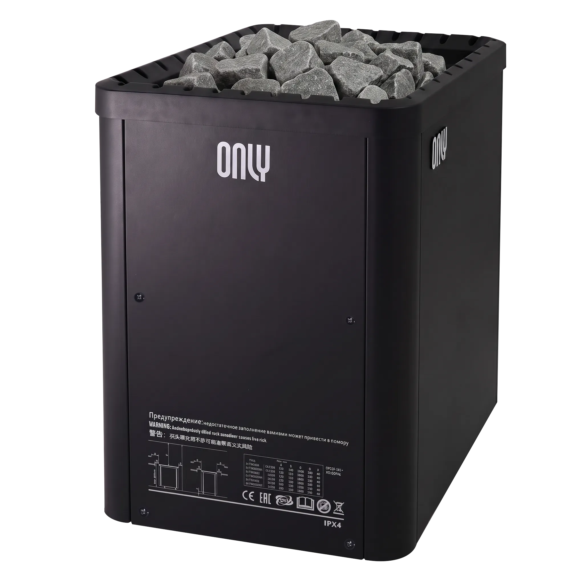 Электрическая печь для сауны ONLY Power PW105E Black, Чёрный