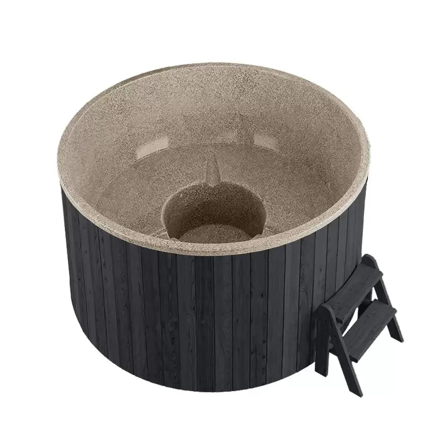 Купель PolarSpa LIGHT 195 без печи, термососна графит, цвет чаши бежевый