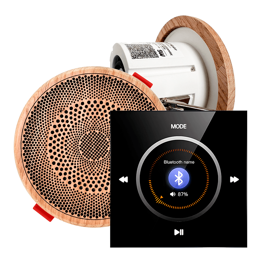 Комплект влагостойкой акустической системы SW NOISE Black MINI Wood-2 (две колонки, круг)